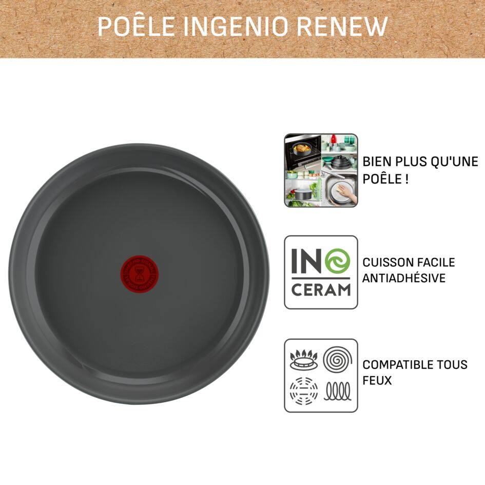 Ingenio Renew, Céramique antiadhésive, Poêle 24 cm, Induction