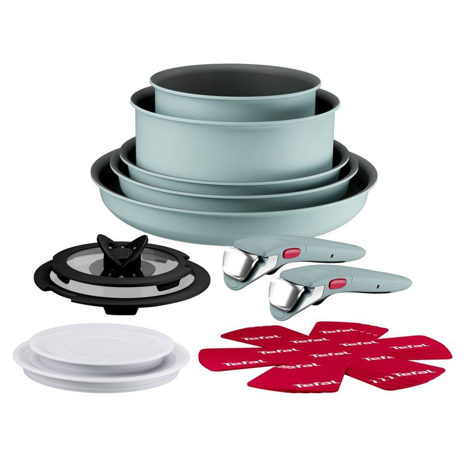 Halo Eucalyptus, Batterie de cuisine 15&nbsp;pièces, Poignée assortie, Empilable