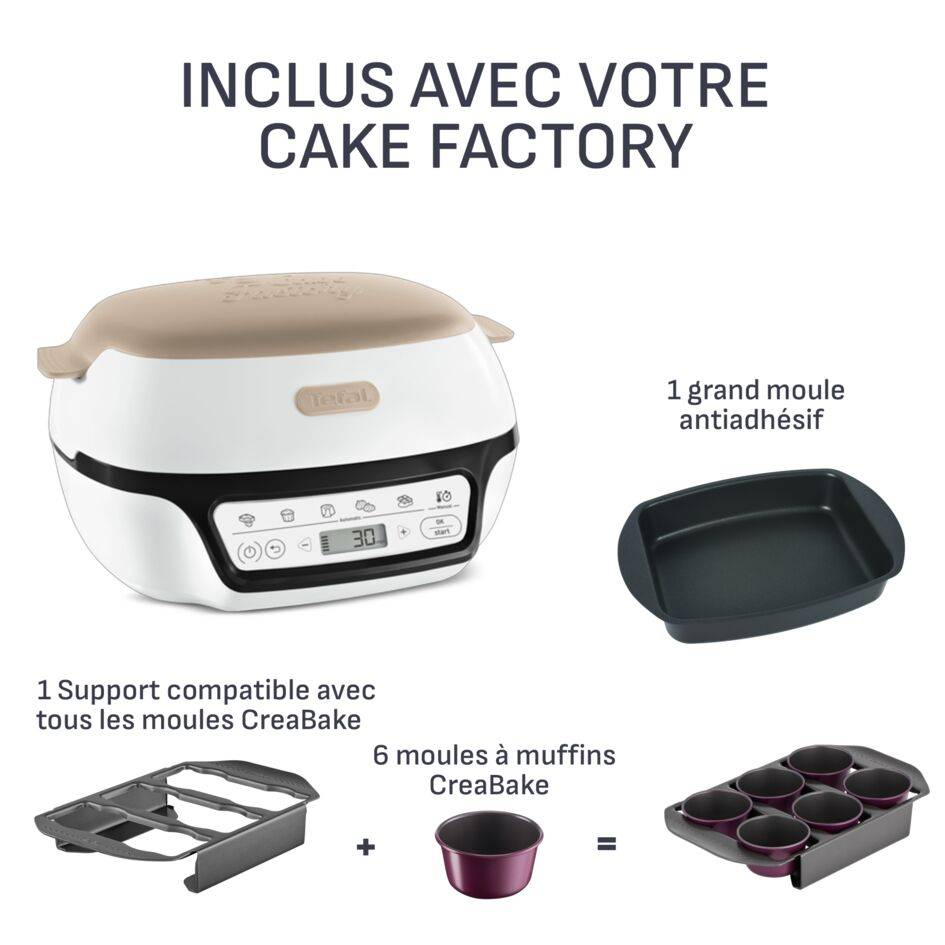 Cake Factory Chocolat, Machine à gâteaux, 5 programmes, mode manuel, moules muffins