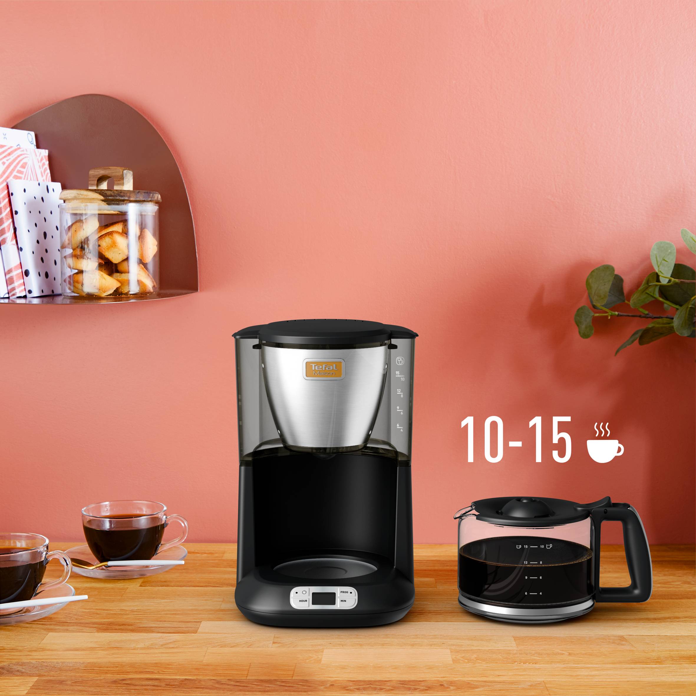 Tefal maison programmable noir inox 10/15 tasses