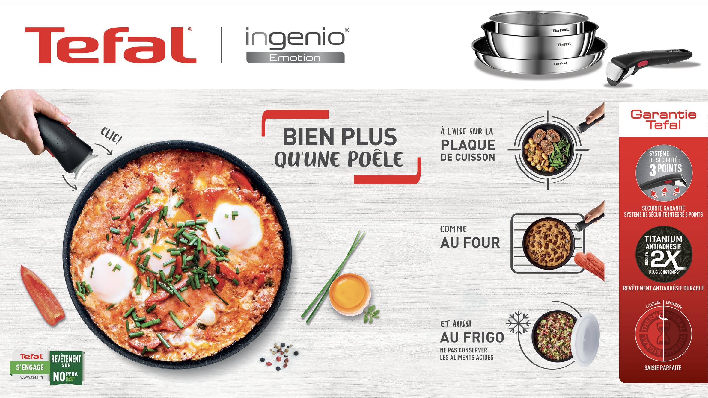 Ingenio Emotion, Batterie de cuisine 8pcs, Inox, antiadhésif, Induction
