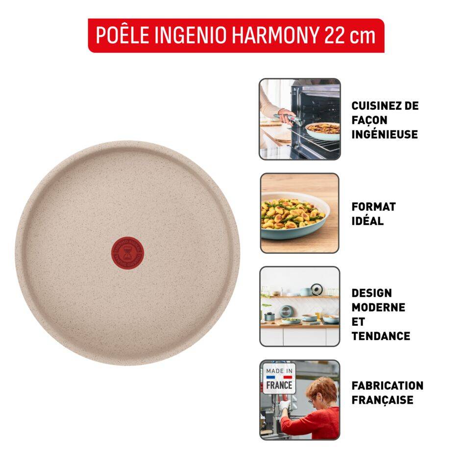 Ingenio Harmony, Poêle manche amovible, Antiadhésif, Induction, 22cm