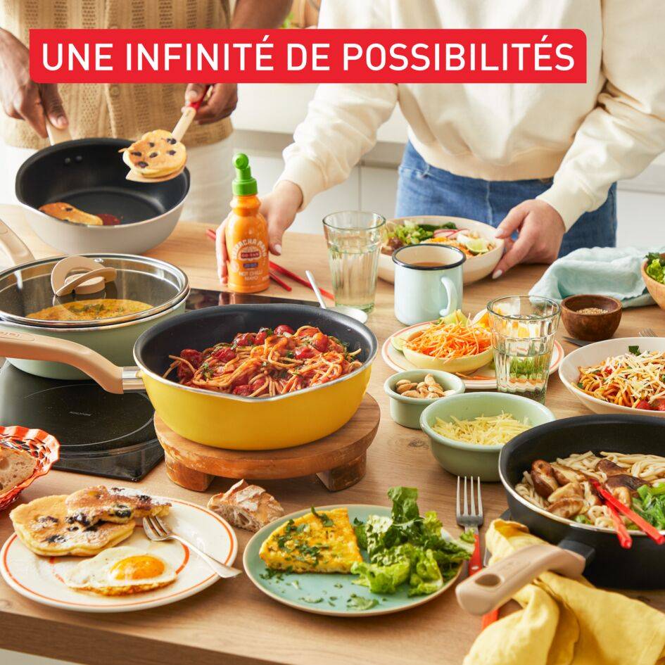 One Pick Pot, Poêle profonde 22 cm, Antiadhésif résistant, Becs verseurs, Induction