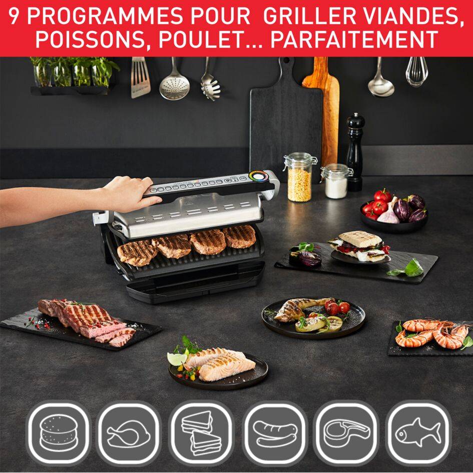 Optigrill & Bake XL, grill intelligent, 9 programmes, mode manuel, XL 8 personnes, accessoire four