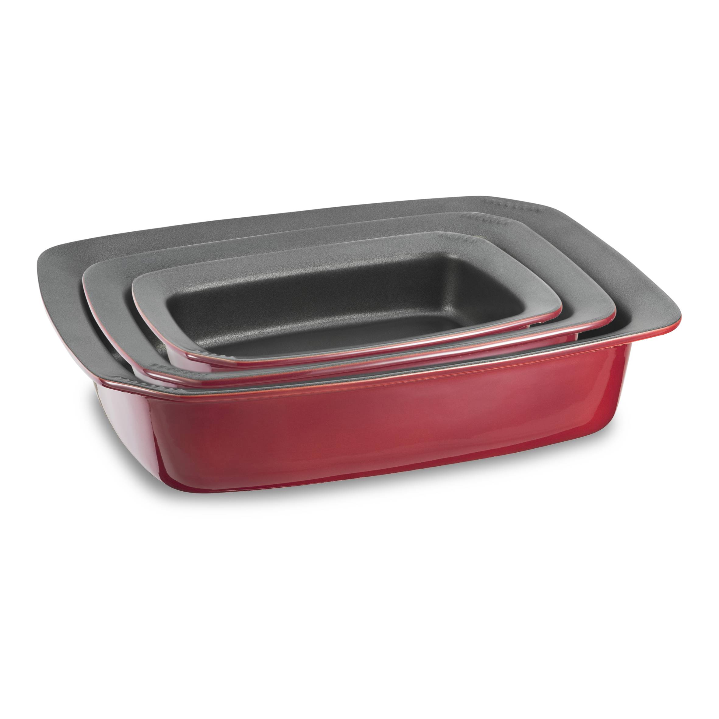 Plat à four rectangulaire anti-adhésif 38 x 31 cm Boîte SO EASY  GRES/EMAIL ROUGE