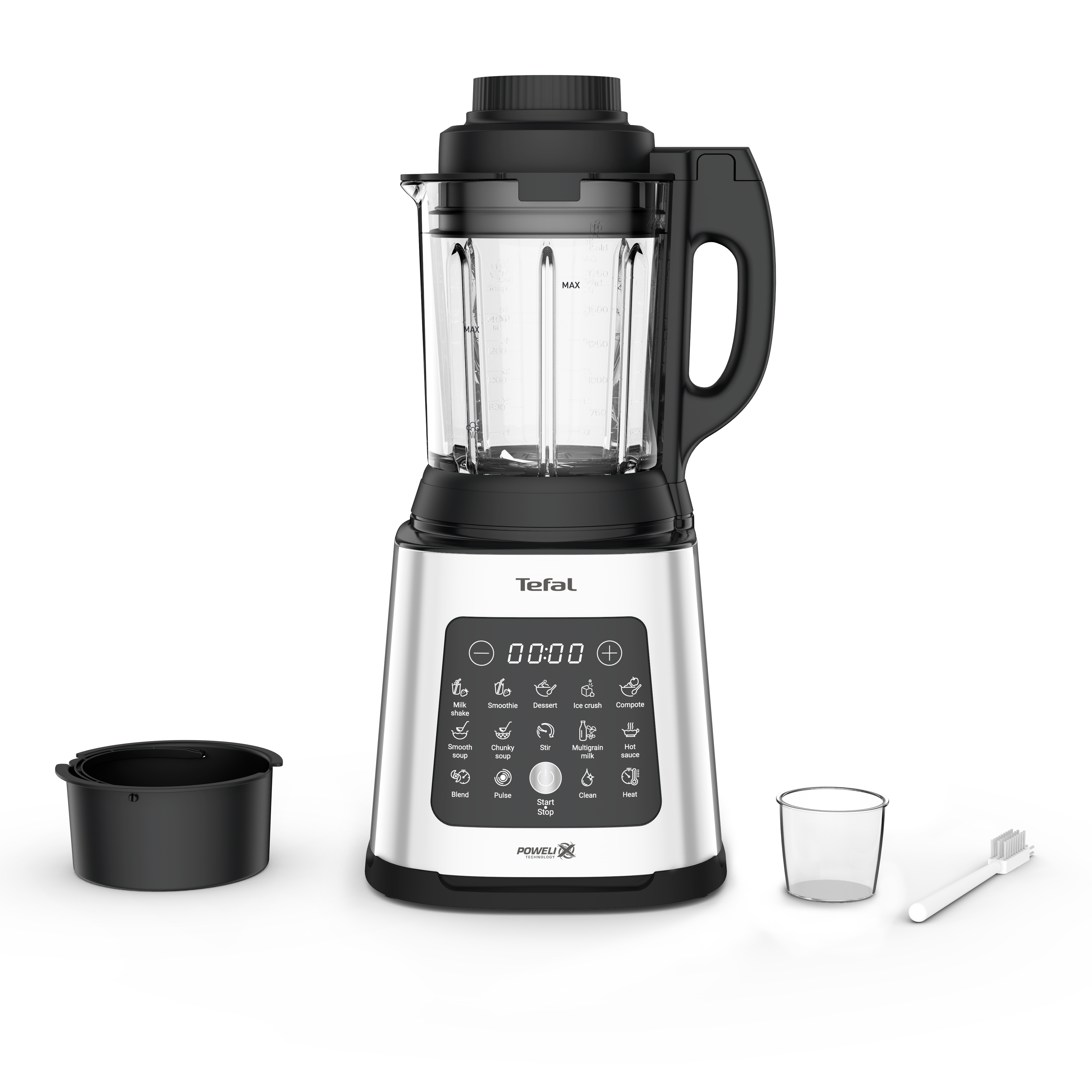 Perfectmix Cook, Blender chauffant + panier vapeur, Bol verre 2L, 10 programmes auto, 1400W