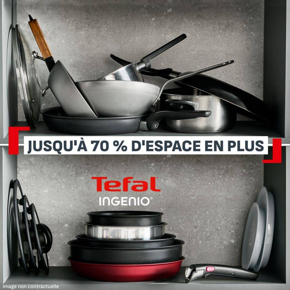 Ingenio Excellence + Fusion, Poêle wok 28 cm, Empilable, Revêtement antiadhésif, Induction