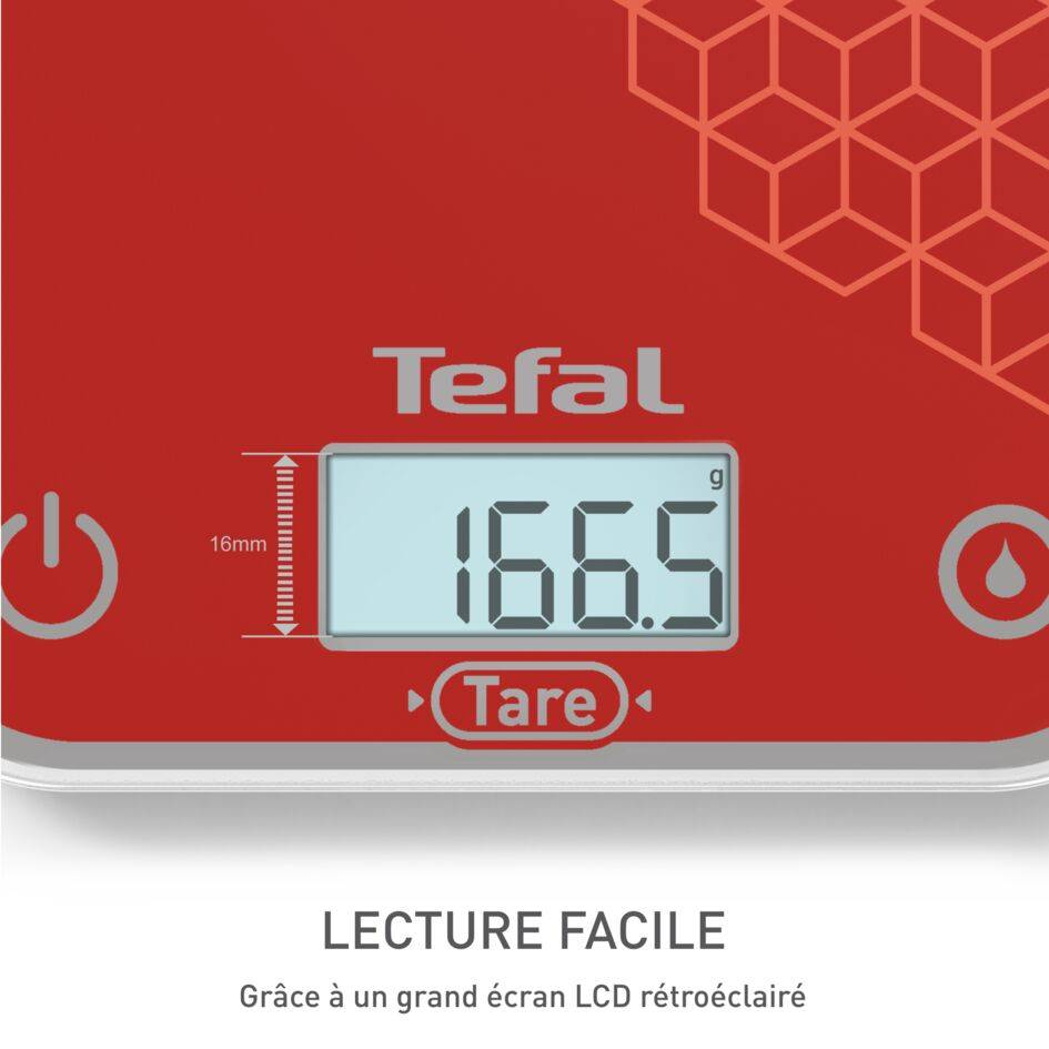 Optiss, Balance de cuisine électronique, jusqu'à 5 Kg, Décor Graphique rouge