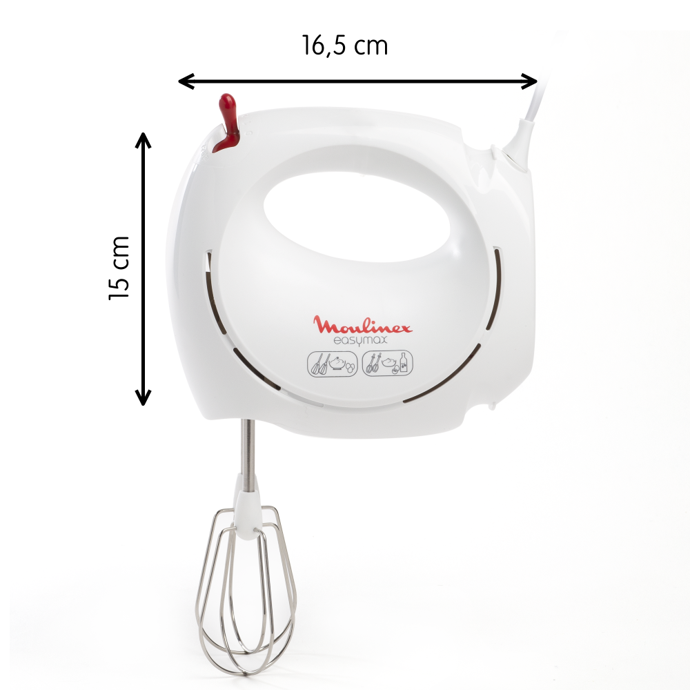 Easy max, Batteur électrique, 5 vitesses, 2 jeux de fouets, 200 W, Blanc