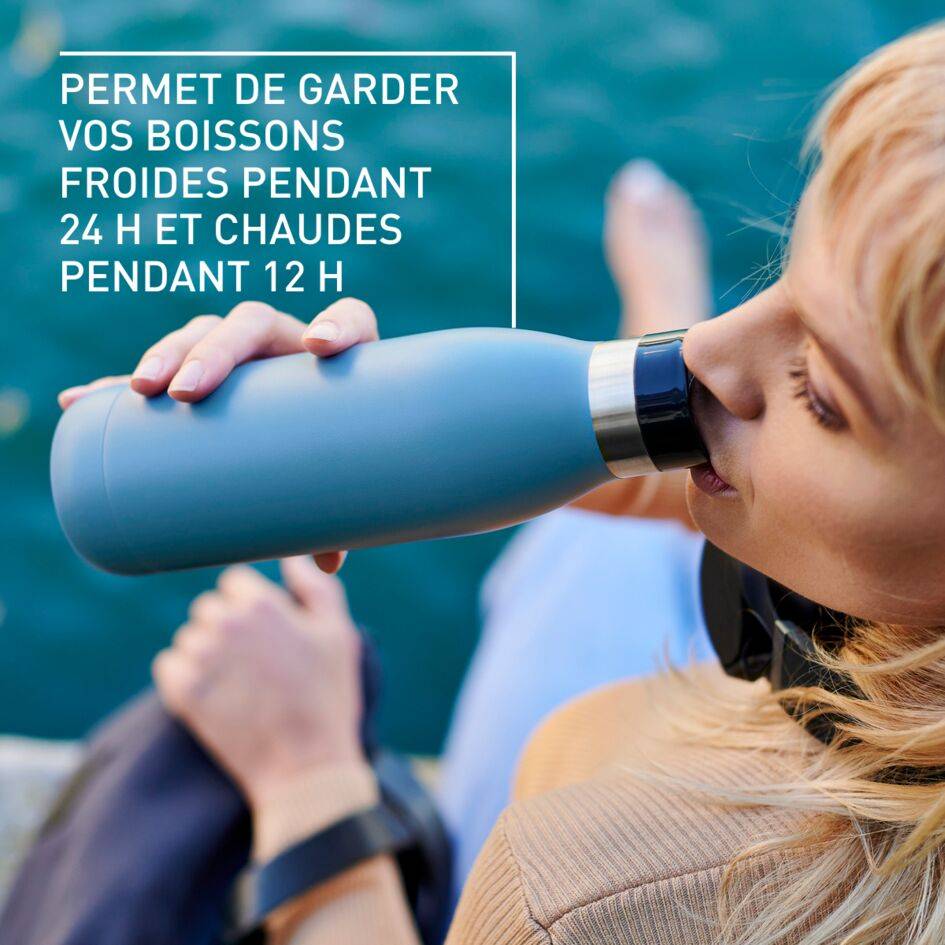 Bludrop Gourde 0,5L, Acier inoxydable, Boissons chaudes 12h et froides 24h, Bleu