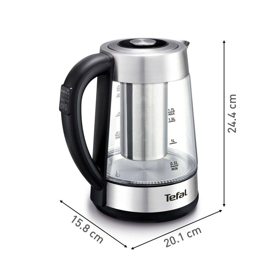 Bouilloire & machine à thé 2-en-1, verre, 5 températures