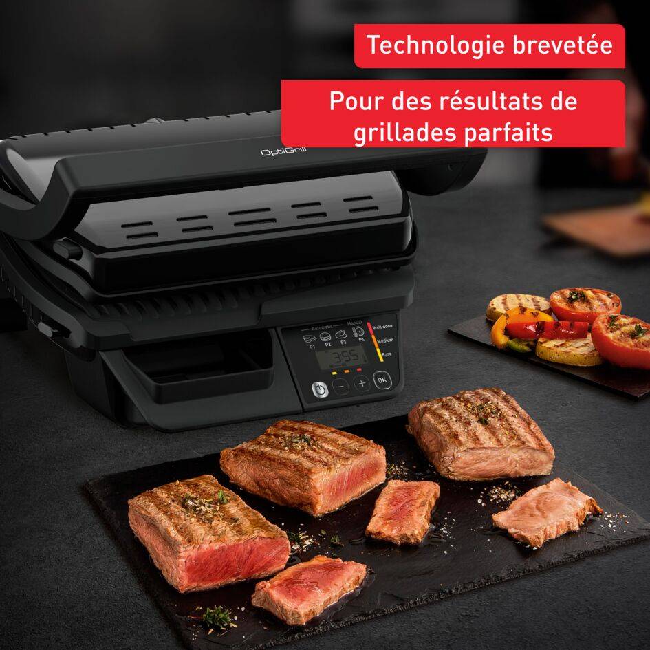 Optigrill, grill intelligent, 6 programmes, mode manuel, 4 personnes