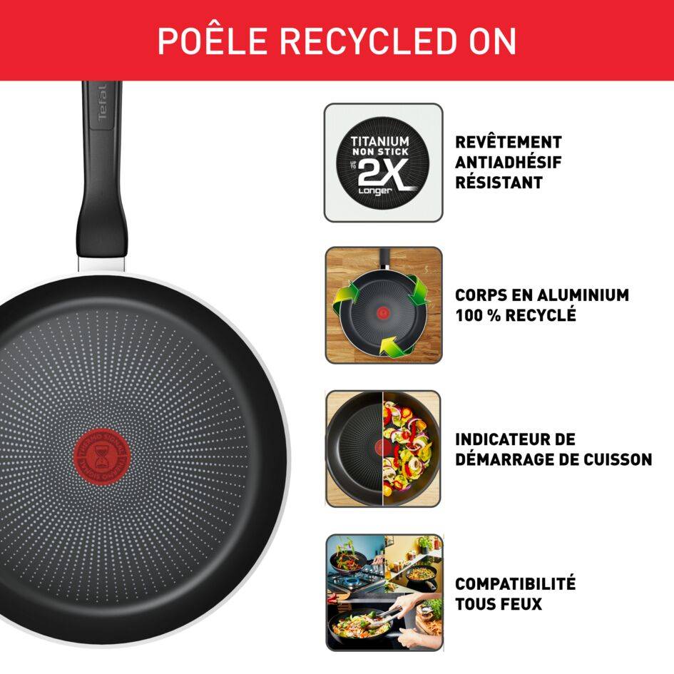 Poêle 30 cm Recycled On, Revêtement antiadhésif sûr et durable