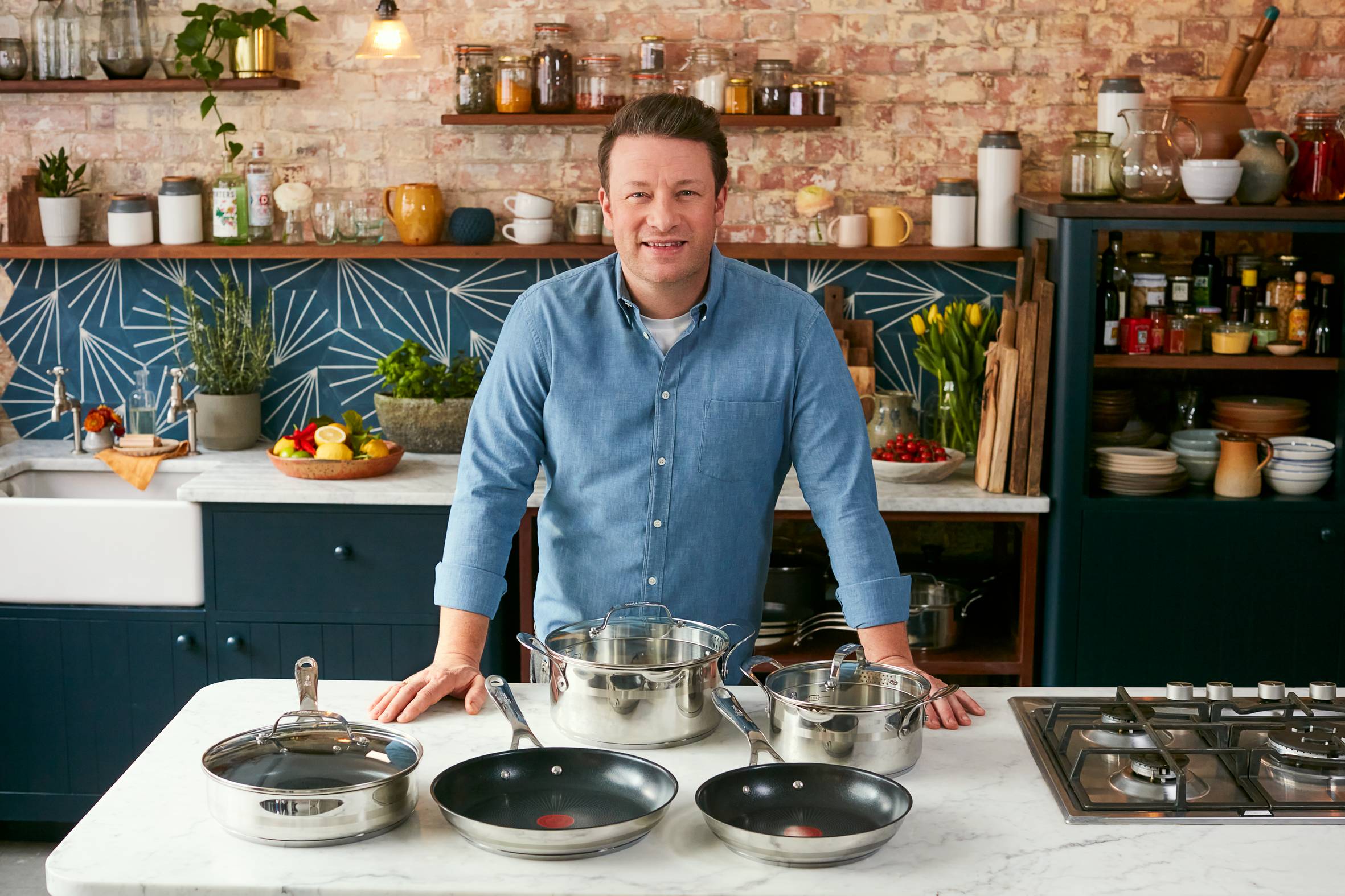 Cook' Smart Jamie Oliver, Lot de poêles, Inox antiadhésif, Induction, 24/28cm