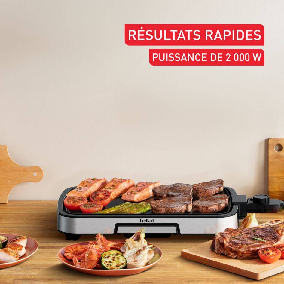 Plancha Inox, Plancha Electrique, 6 personnes, revêtement antiadhésif