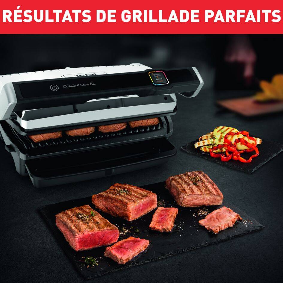 Optigrill Elite XL, grill intelligent, 16 programmes, mode manuel, fonction marquage, XL 8 personnes - RECONDITIONNÉ