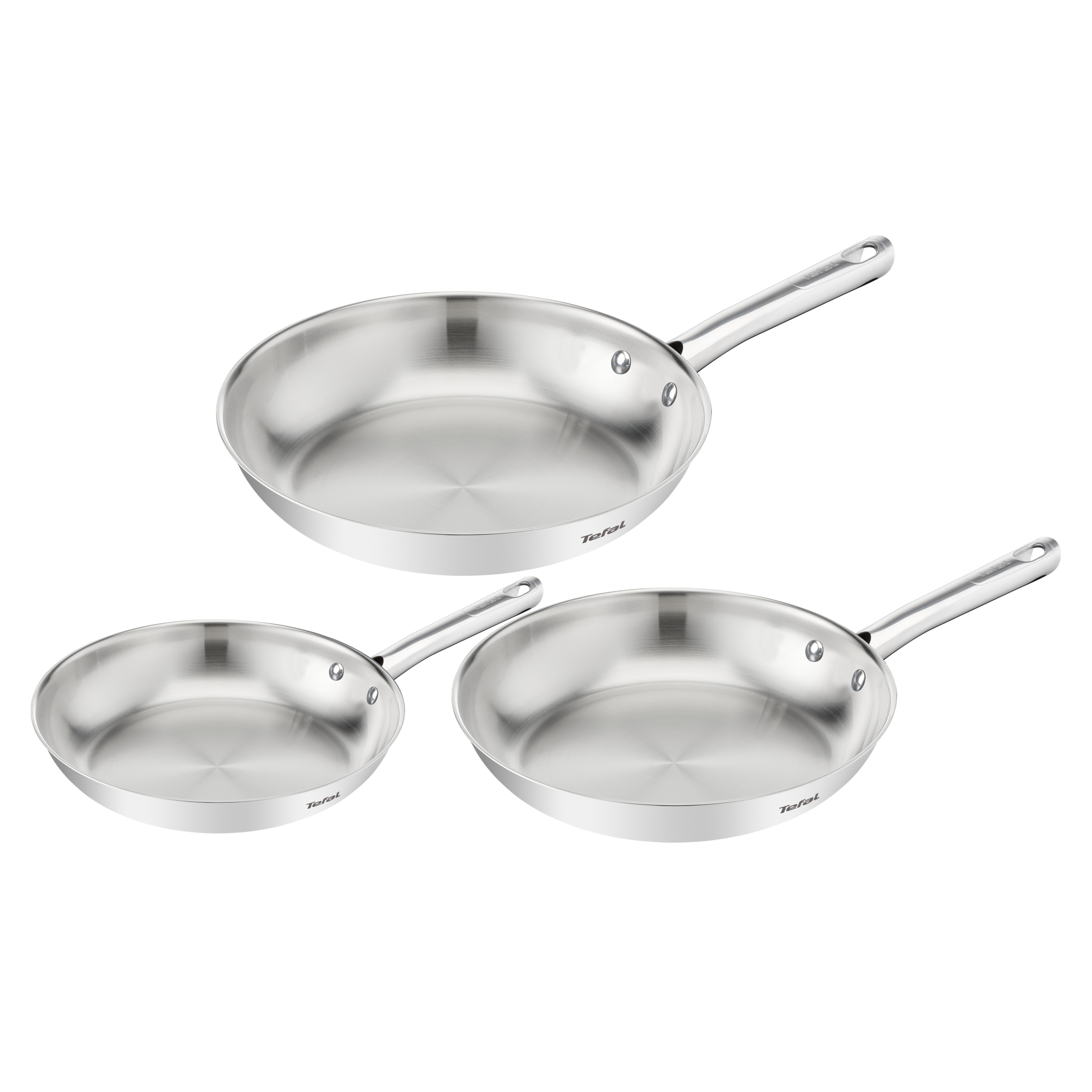 Duetto On, Batterie de 3 poêles 20/24/28 cm, Inox de qualité supérieure, Garantie 10 ans