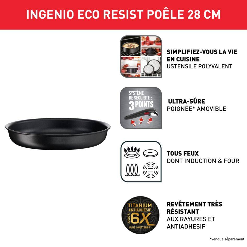 Ingénio Eco Resist, Antiadhésif, Poêle 28 cm, Induction