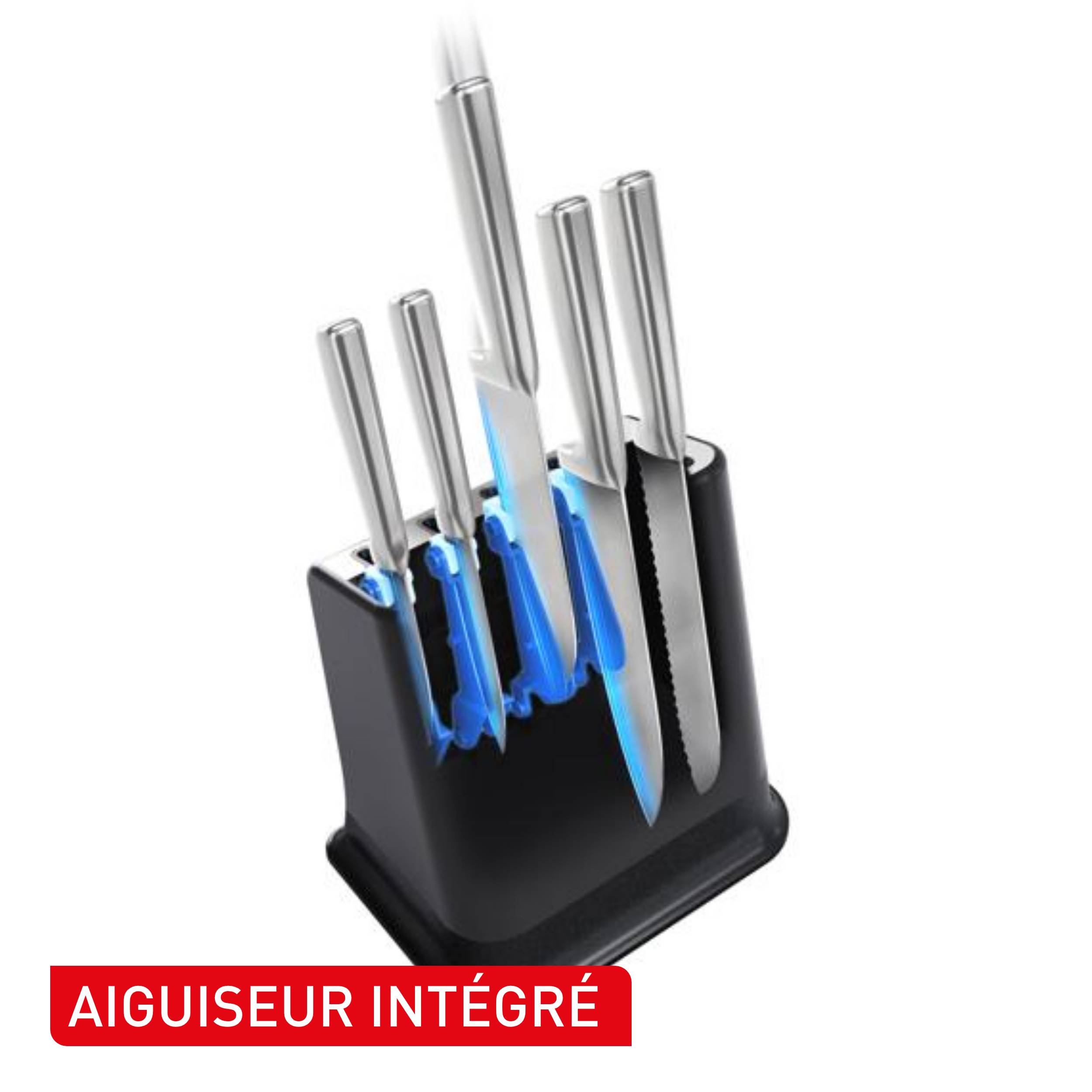 EverSharp, Set de couteaux 6&nbsp;pièces en acier inoxydable et bloc avec affûteur