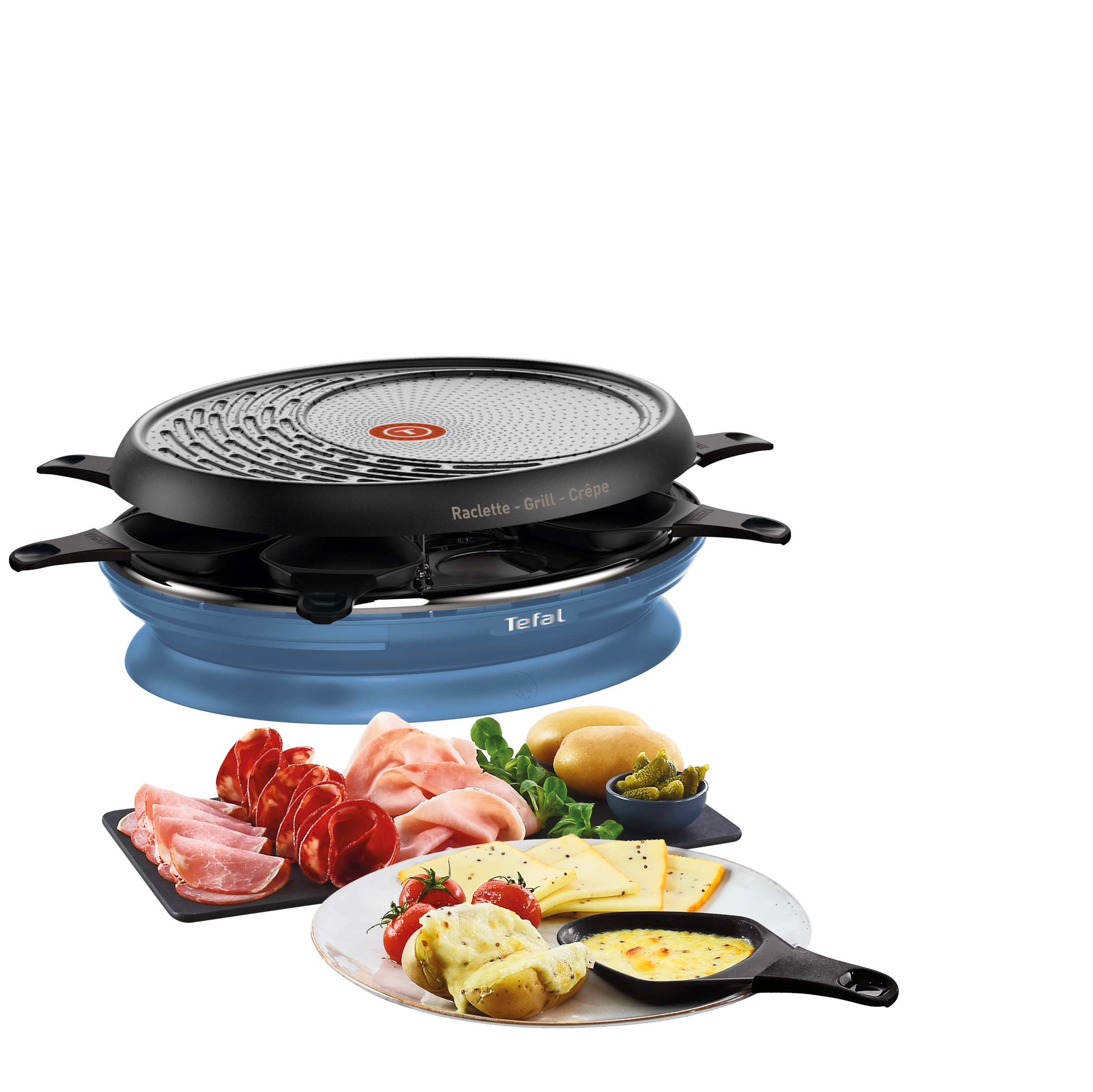 STORE'INN   8 coupelles Plaque gril et crêpe bleu acier