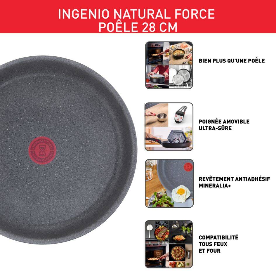 Ingenio Natural Force, Antiadhésif, Poêle 28 cm, Induction