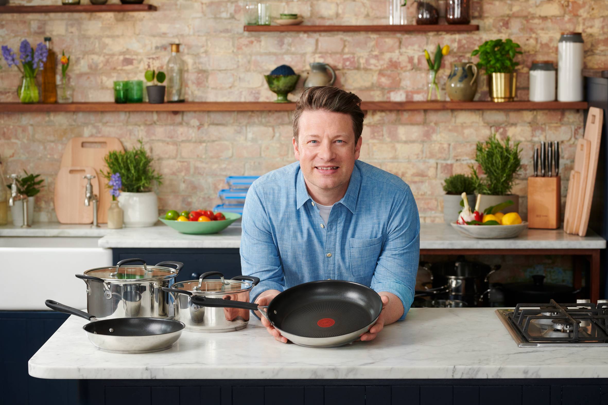 Jamie Oliver by Tefal Home Cook, Poêle wok 28&nbsp;cm, Indicateur Thermo-Signal    