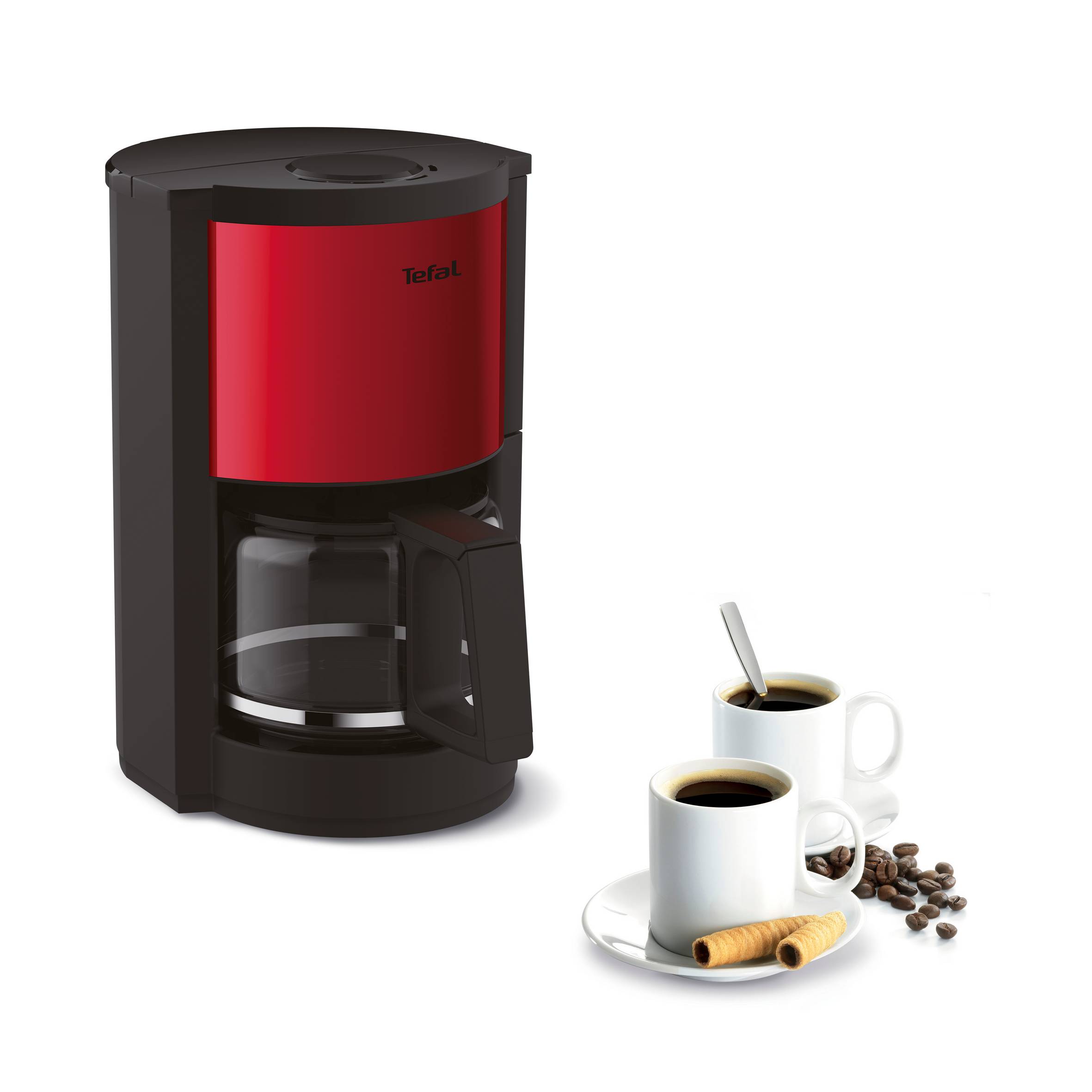 Cafetiere filtre rouge inox / noir 15t