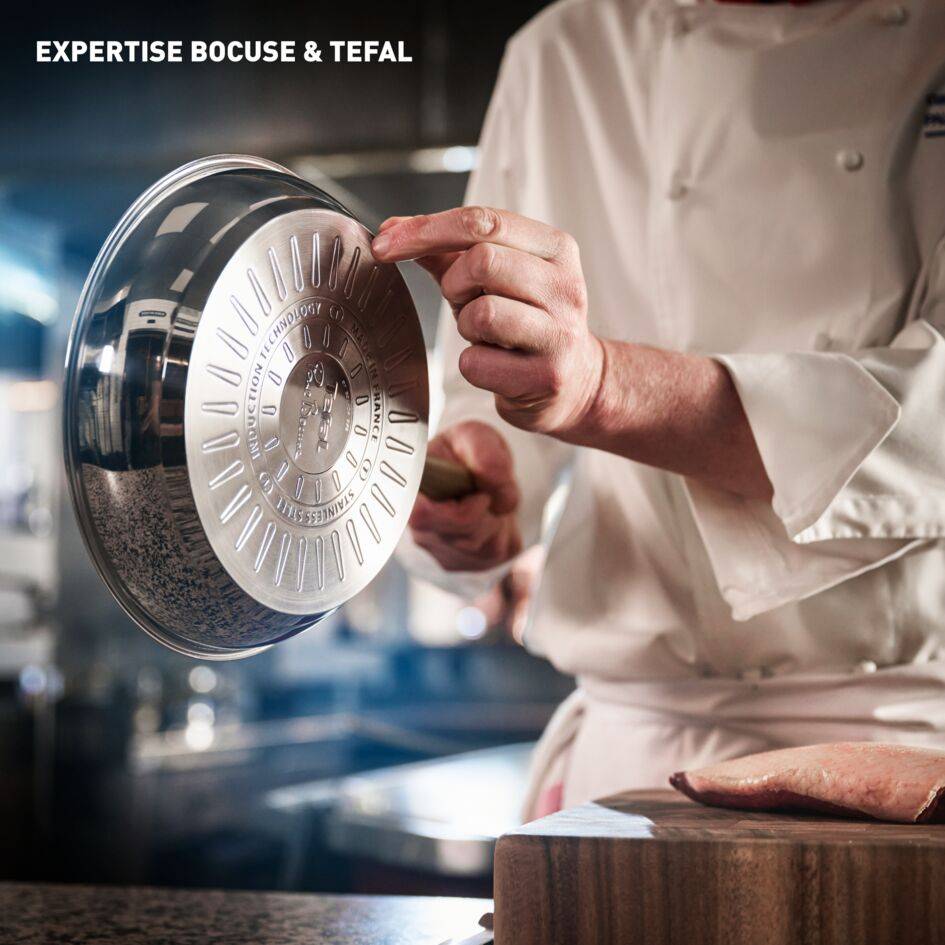Tefal et Bocuse, Poêle de 24 cm, Induction, Acier inoxydable sans revêtement
