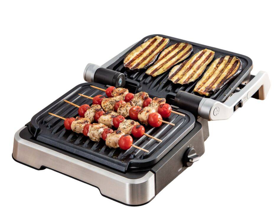 Optigrill 4 en 1 , grill intelligent, fonctions bbq, four et repas complet, 9 programmes, mode manuel, ouverture 180°, 4 personnes