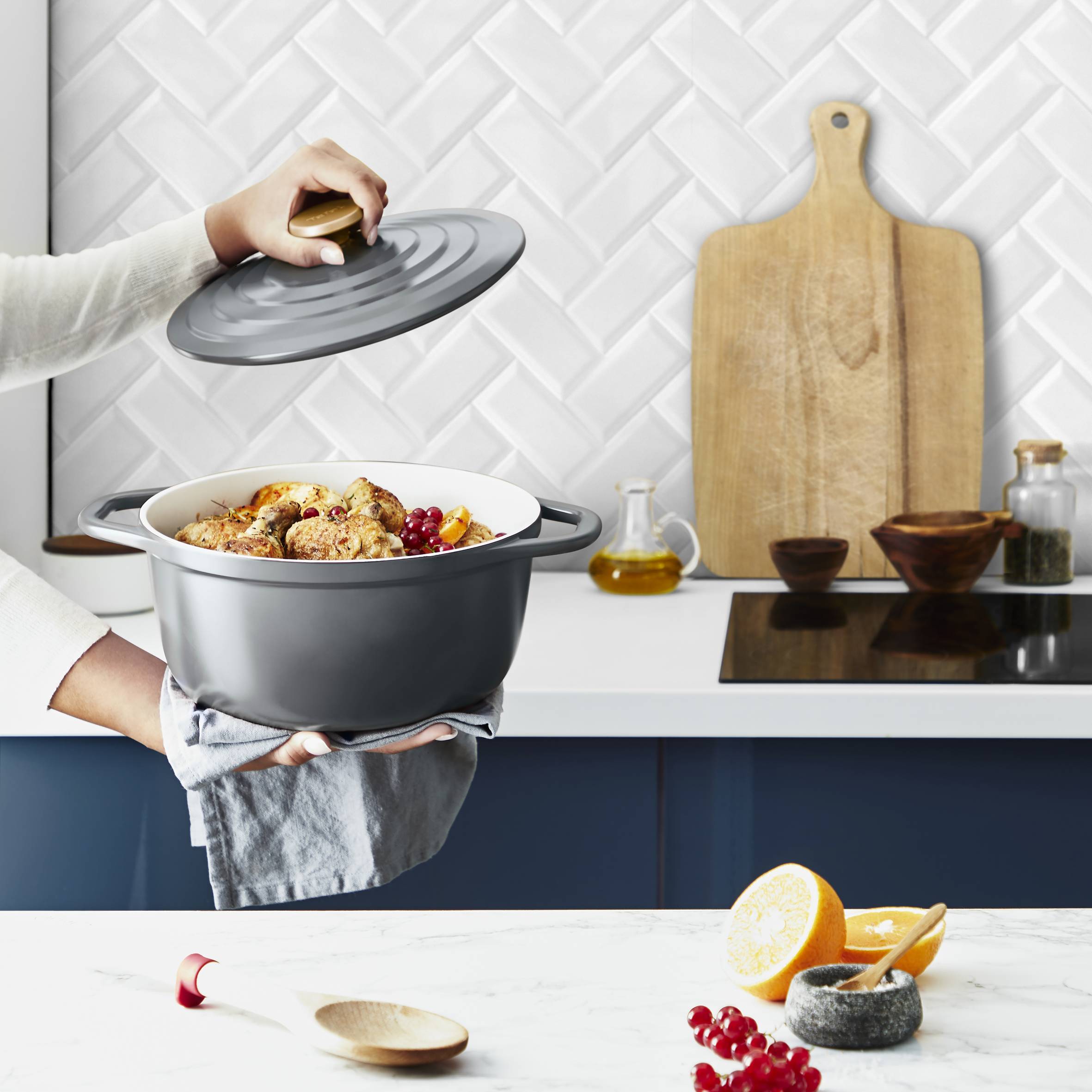 Cocotte Tefal Air Soft Light 24 Cm - Rouge Terre Cuite - Tous Feux Dont Induction