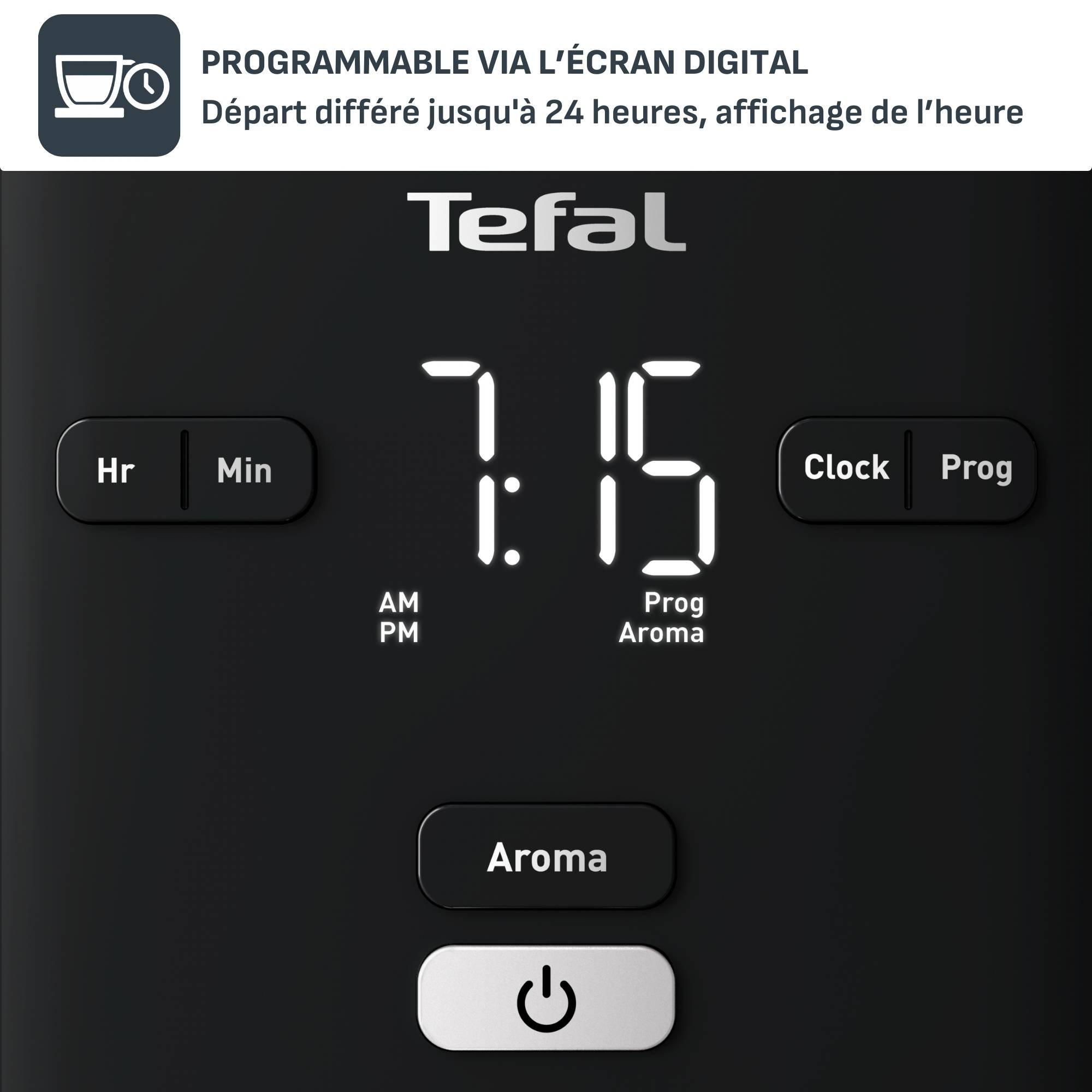 Cafetière programmable SMART'N LIGHT noire écran numérique 1,25L