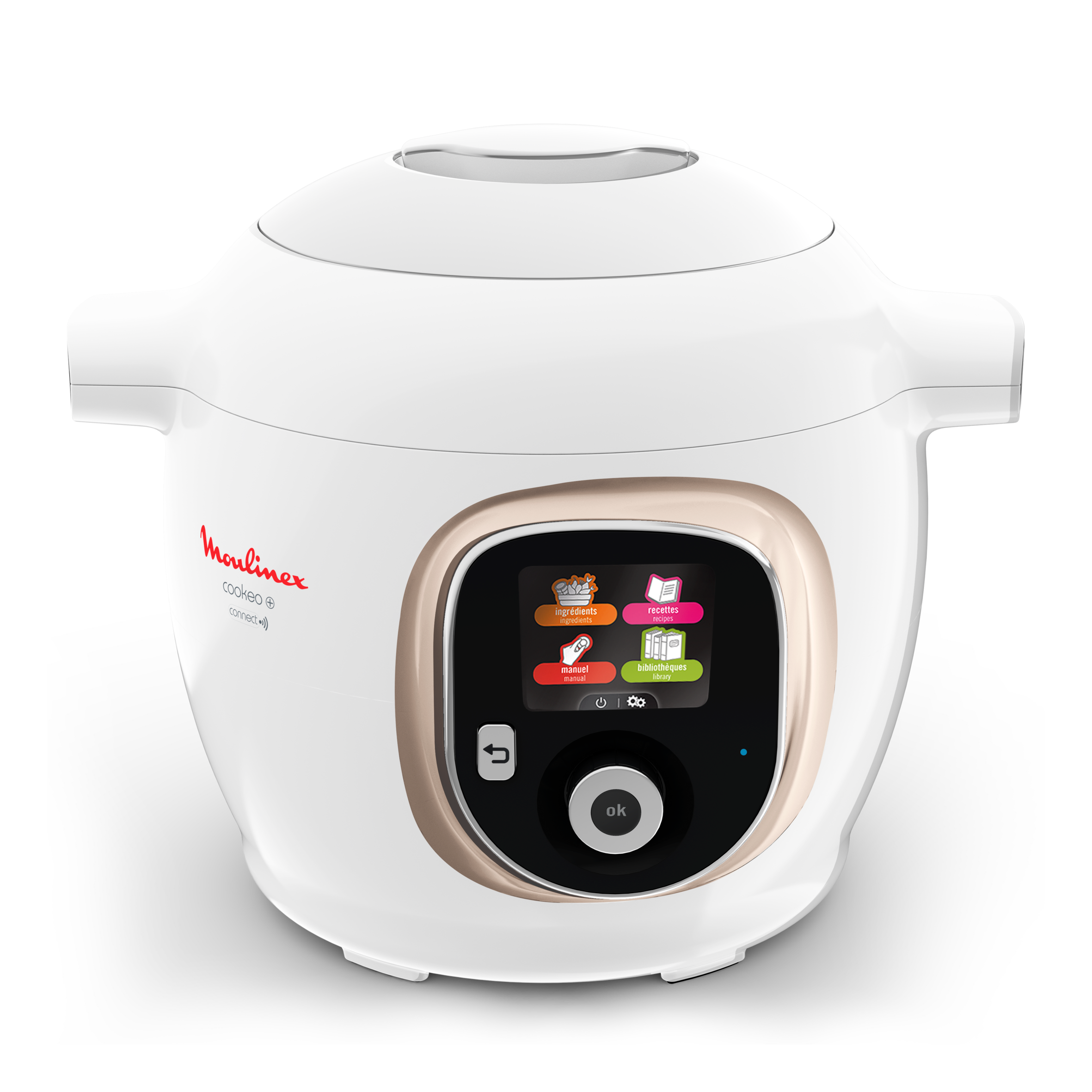 Cookeo+ Connect 200 recettes Blanc, avec louche incluse