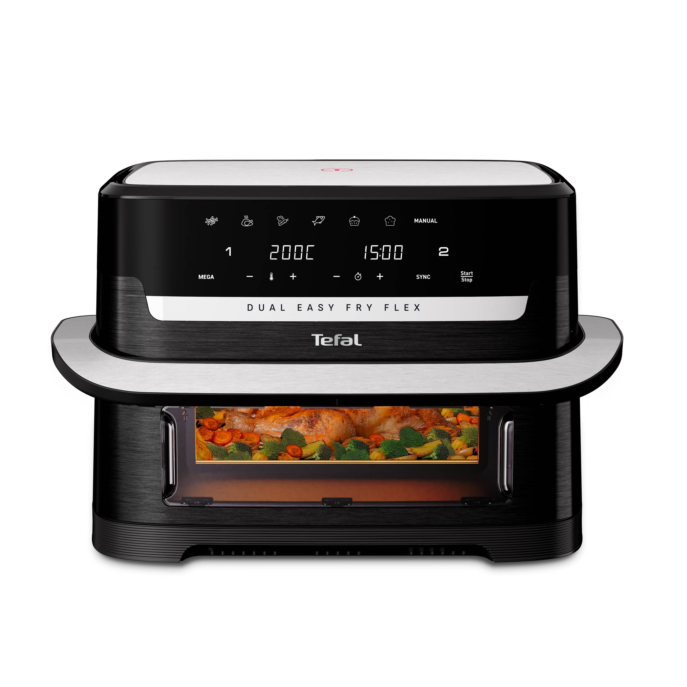 Dual Easy Fry Flex, 9L, Air fryer, Noir