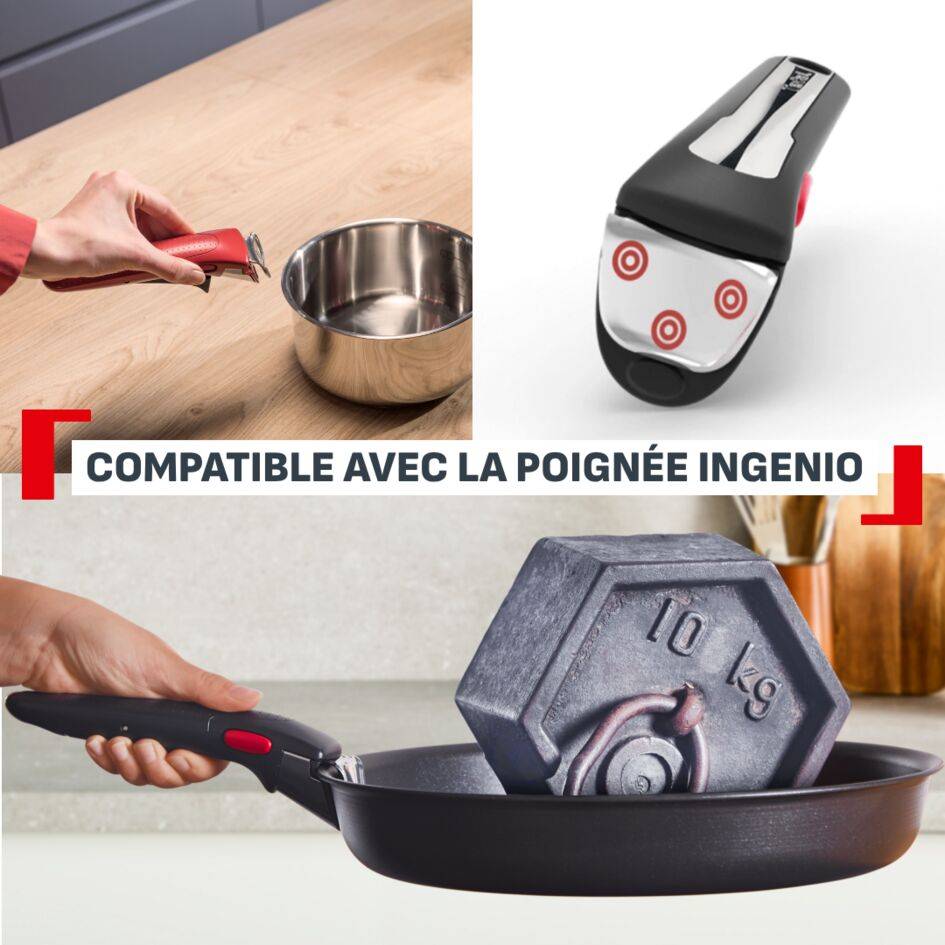 Ingenio Excellence+, Batterie de cuisine 3&nbsp;pièces, Empilable, Revêtement antiadhésif