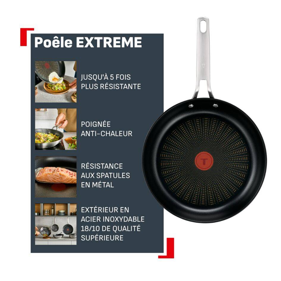 Extreme, Poêle 24&nbsp;cm, Acier inoxydable, Revêtement antiadhésif, Induction, 2-3&nbsp;pers