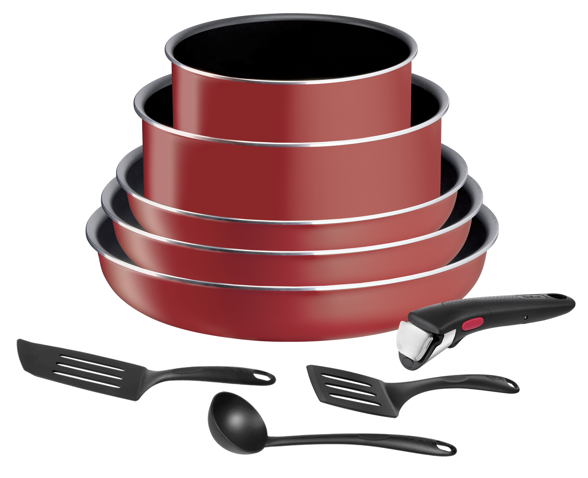 Ingenio Easy Cook N Clean Rouge surprise Batterie de cuisine 9 pièces
