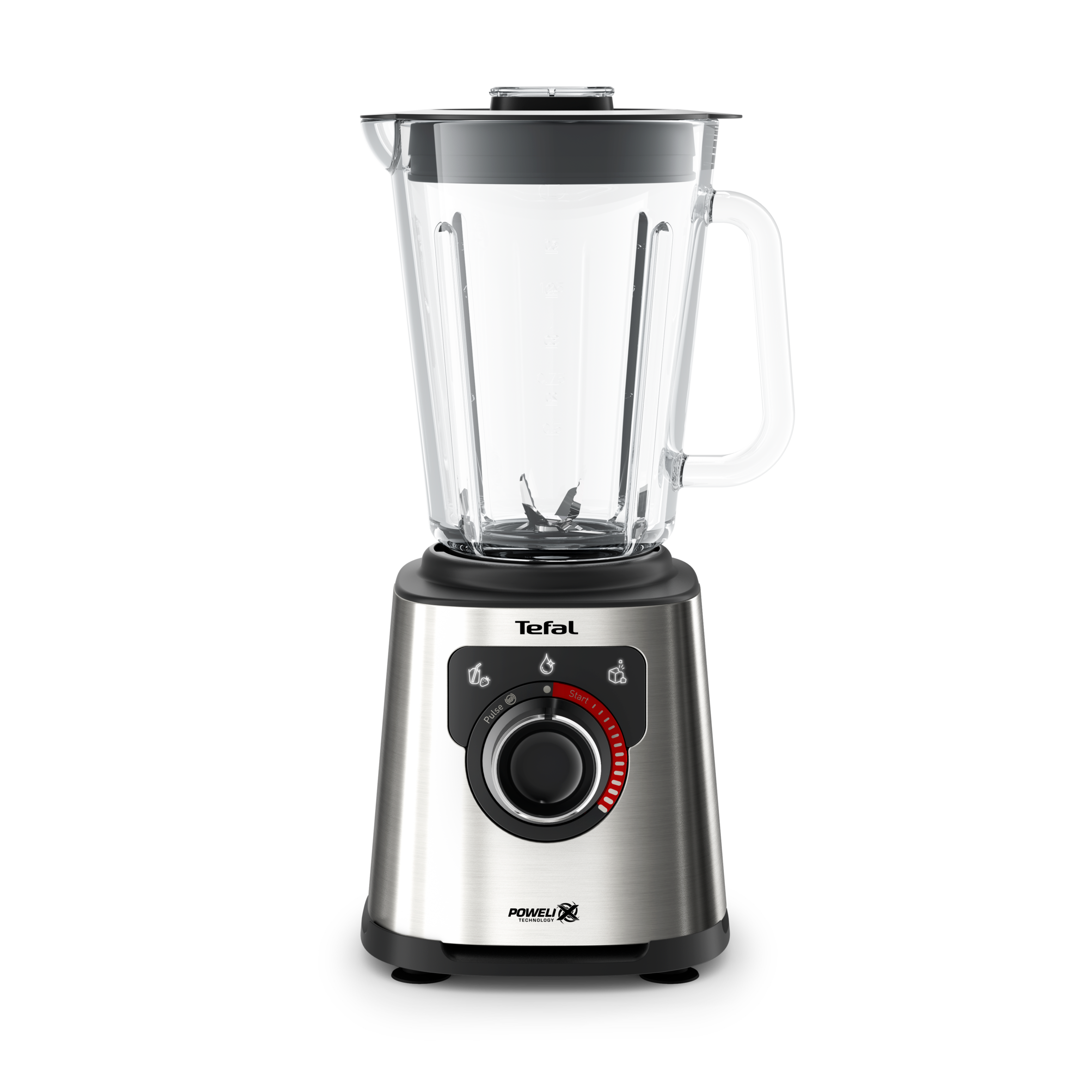 PerfectMix +, Blender haute performance,  Lames powelix, Bol en verre de 2L, 1200W , Noir et métal 