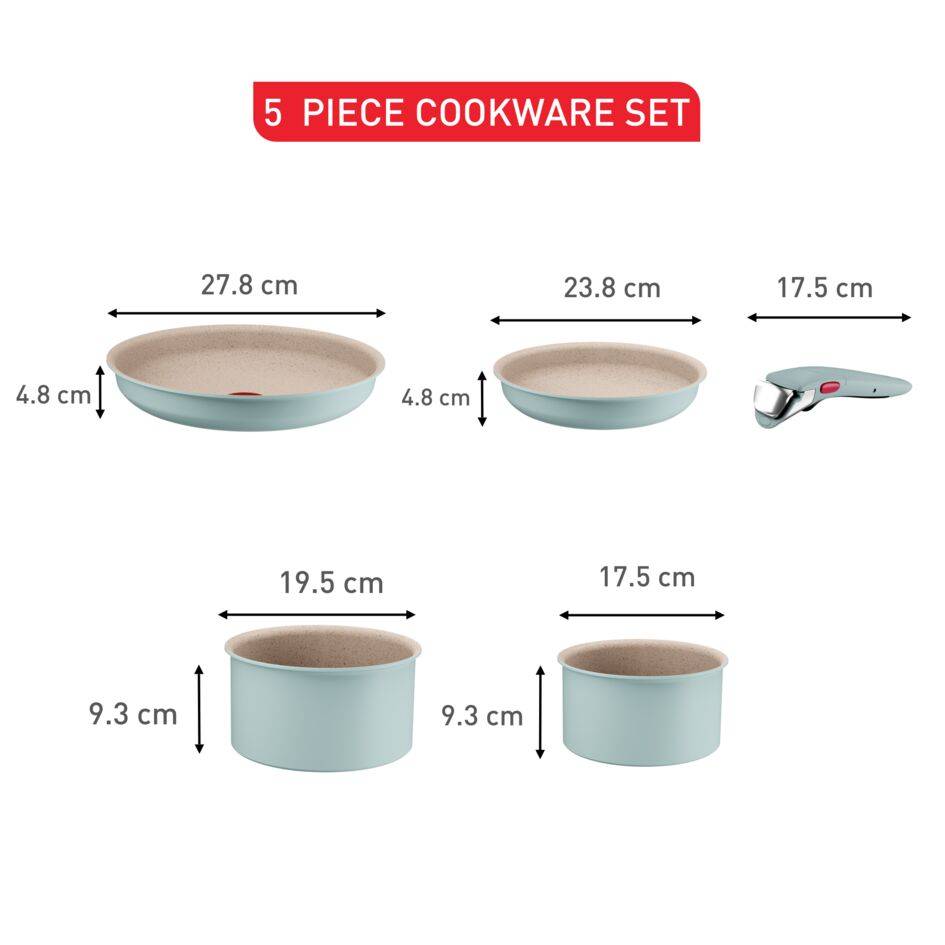 Ingenio Harmony, Batterie de cuisine 5&nbsp;pièces, Poignée amovible