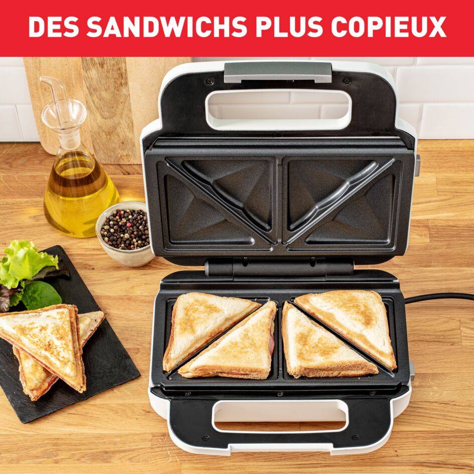 Snack XL, Appareil à gaufres et croque-monsieur, Plaques extra larges, Livret recettes inclus