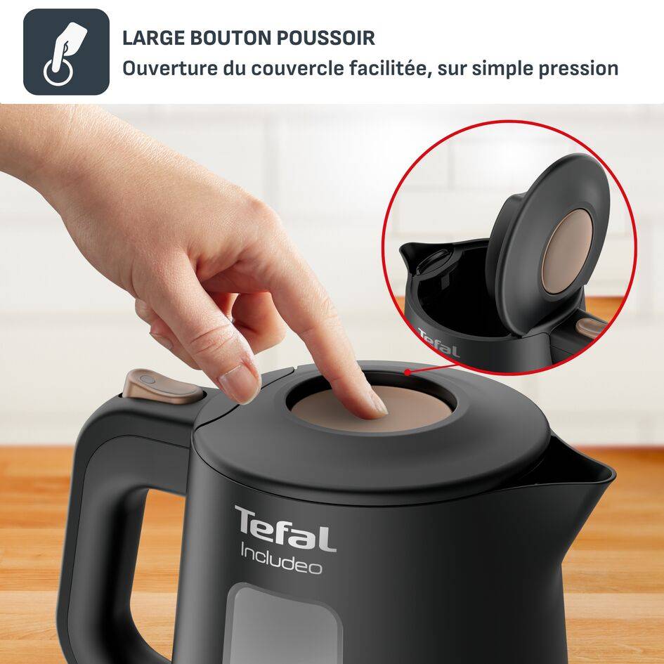 Includeo Bouilloire électrique, 1 L, Chauffe rapide, Ergonomique, Compact