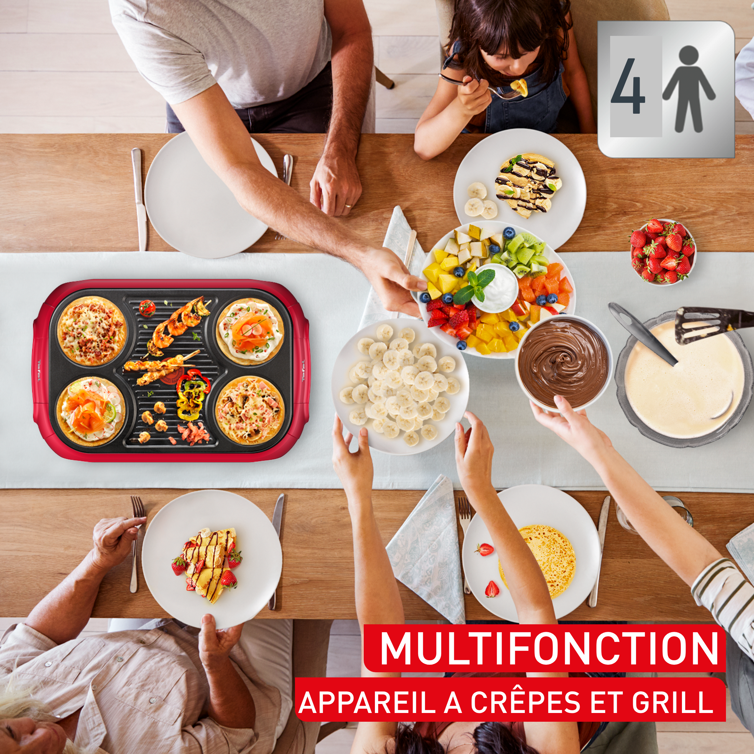 Crepe & Grill Party, crêpière électrique, revêtement antiadhésif