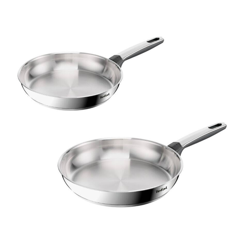 Emotion+, Set de 2&nbsp;poêles 24/28&nbsp;cm, Acier inoxydable, Garantie de 10&nbsp;ans, Induction