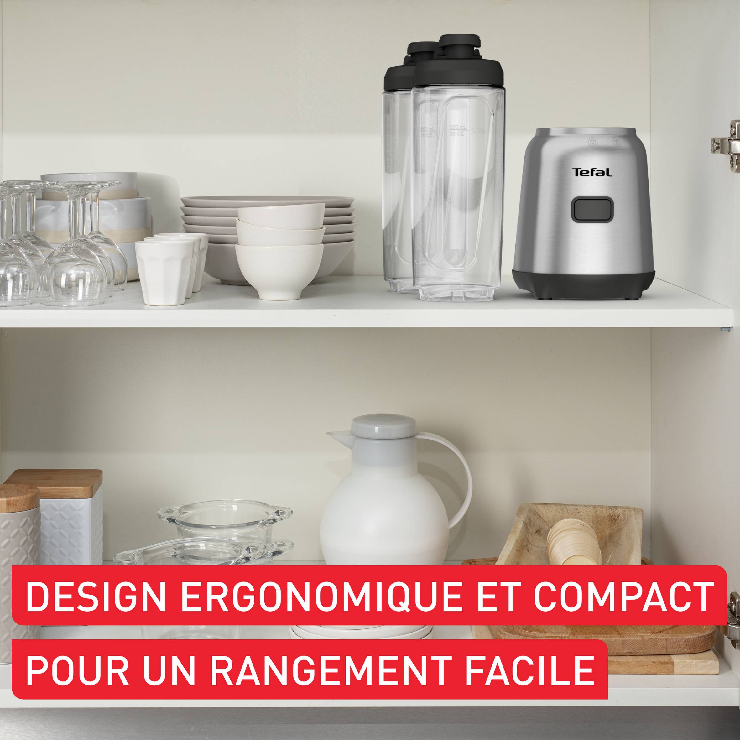 Mix & Move, Blender + 2 bouteilles, Bol Tritan 0,6L, 1 vitesse, 4 lames, 300W