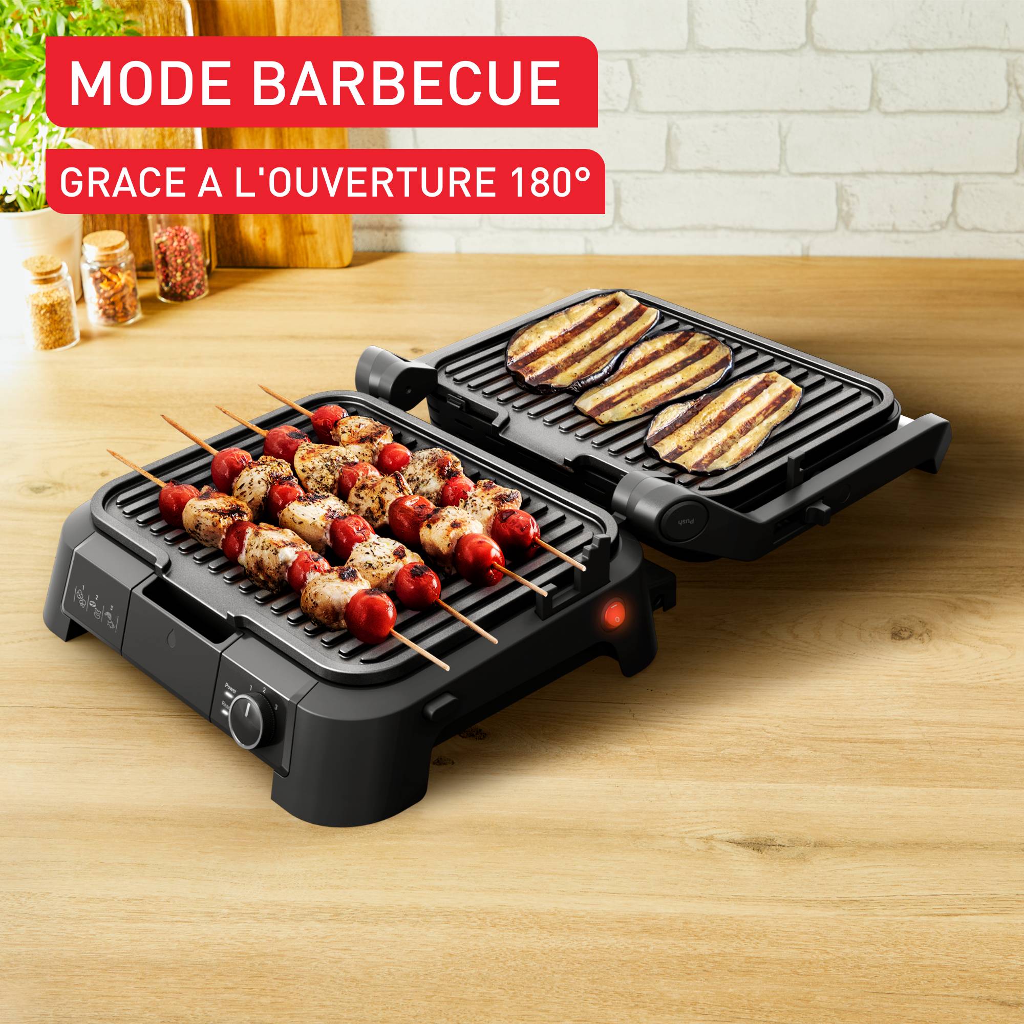 SuperGrill 4-en-1,  Grill multifonctions, 2 plaques grill + 2 plaques plancha, positions Grill,  BBQ, Four, Plancha