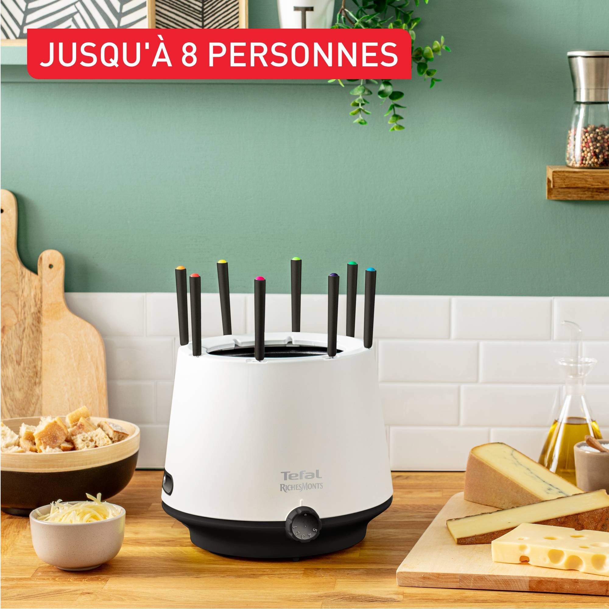 RichesMonts, Appareil à fondue, Antiadhésif, 8 personnes, Paroi isolante