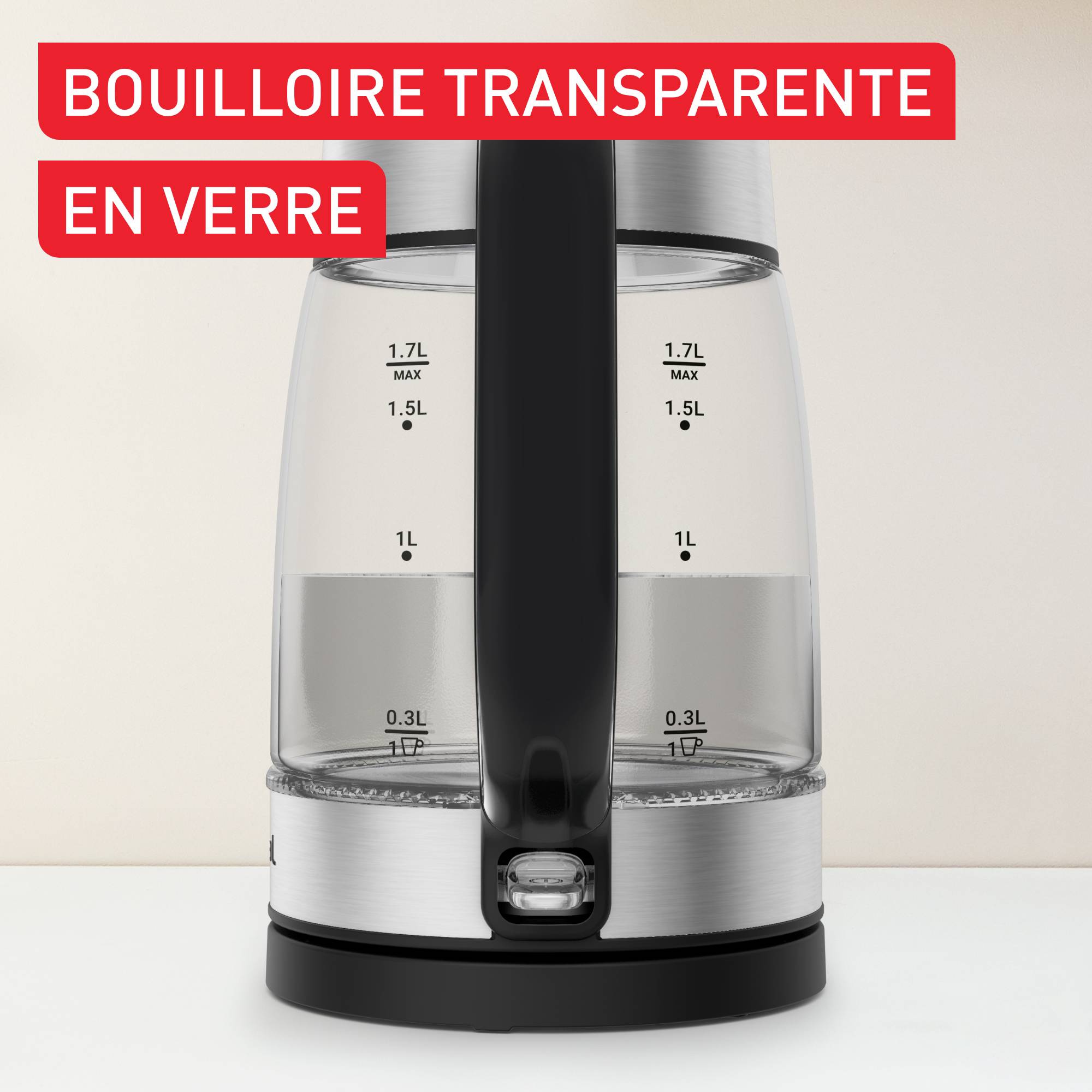 Bouilloire, Tefal, 1,7L, Verre transparent