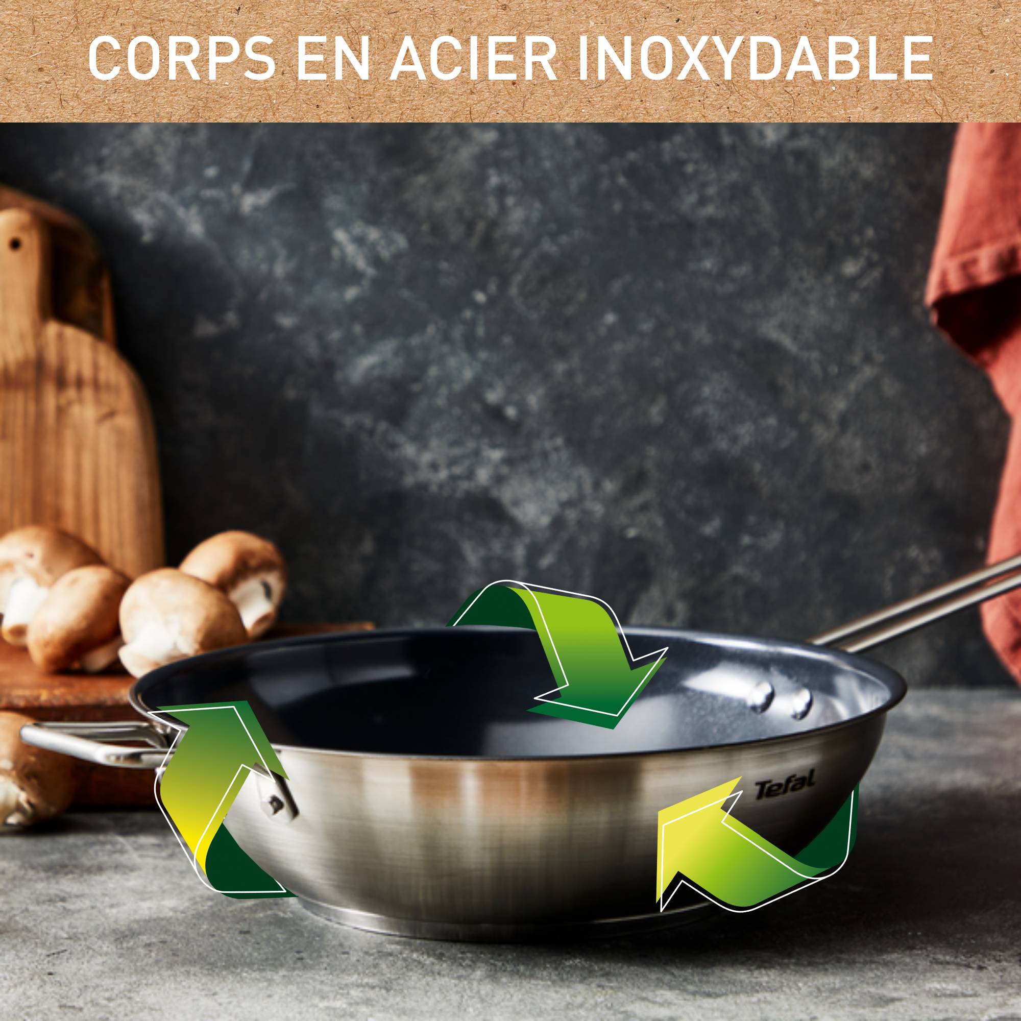 Nordica, Poêle en acier inoxydable 20&nbsp;cm, Revêtement antiadhésif en céramique