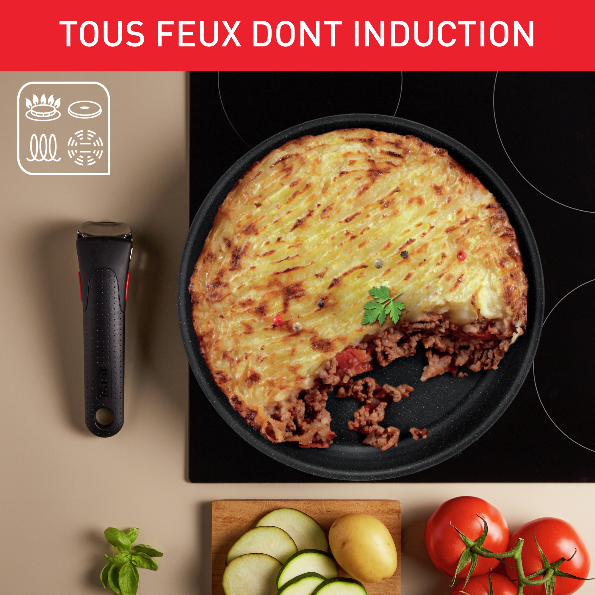 Ingenio Black Stone, Antiadhésif, Batterie de cuisine 7 p, Induction