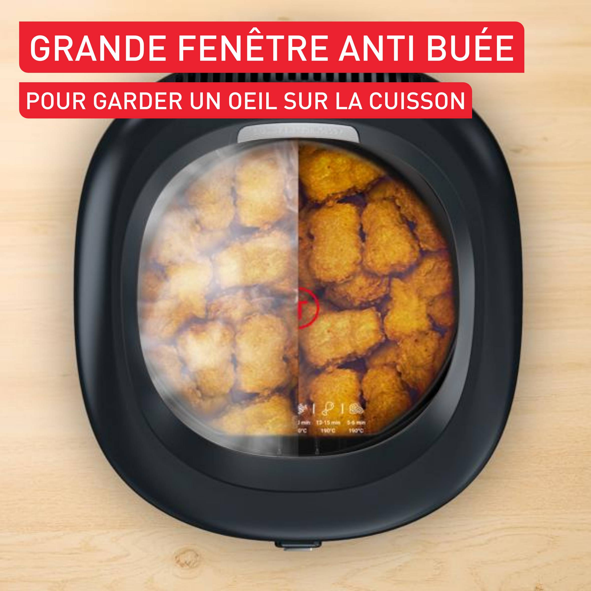 Vision, friteuse, Grande fenêtre pour garder un oeil sur la cuisson