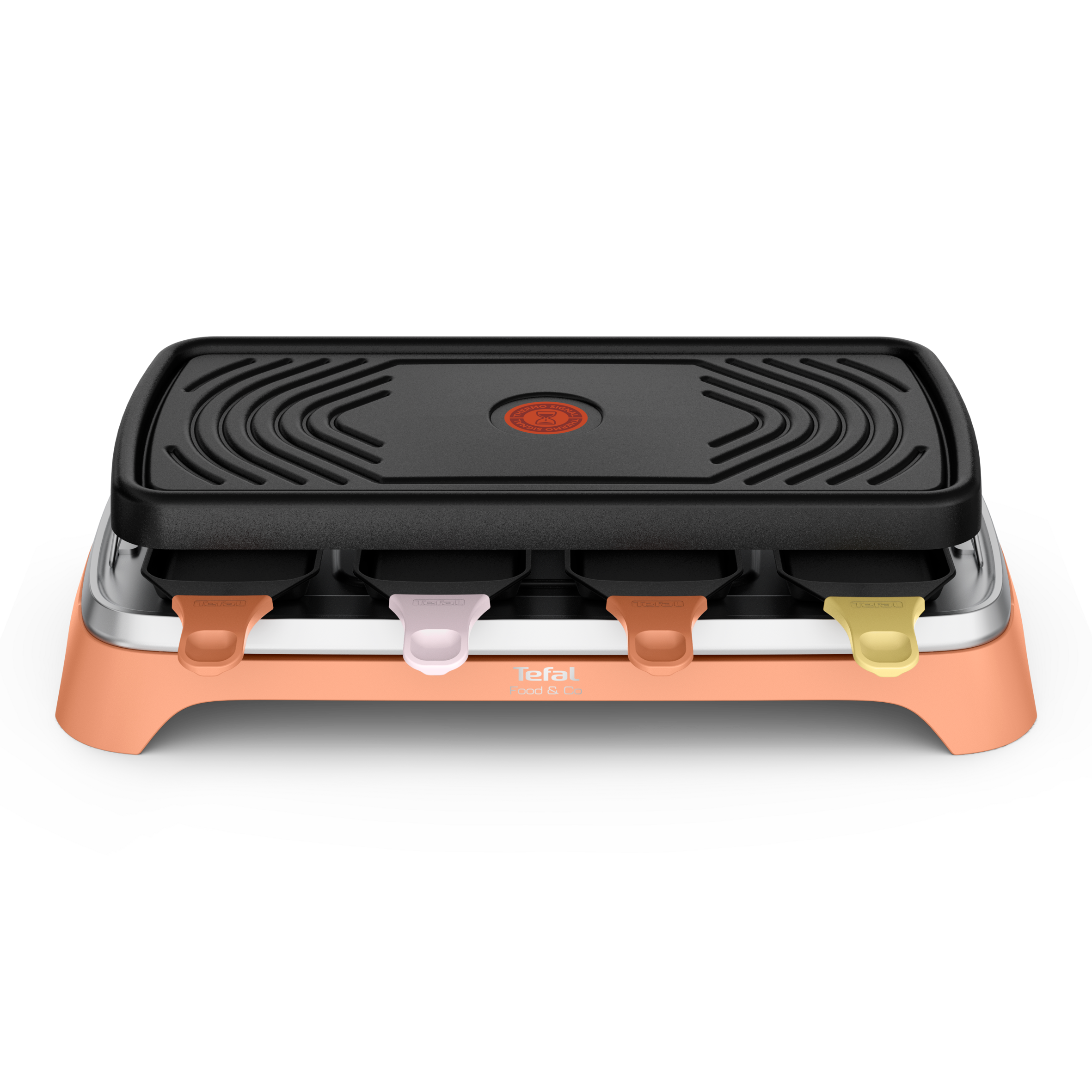 Food & Co, Raclette multifonctions, Antiadhésif, 8 personnes, Poêlons classiques et XL